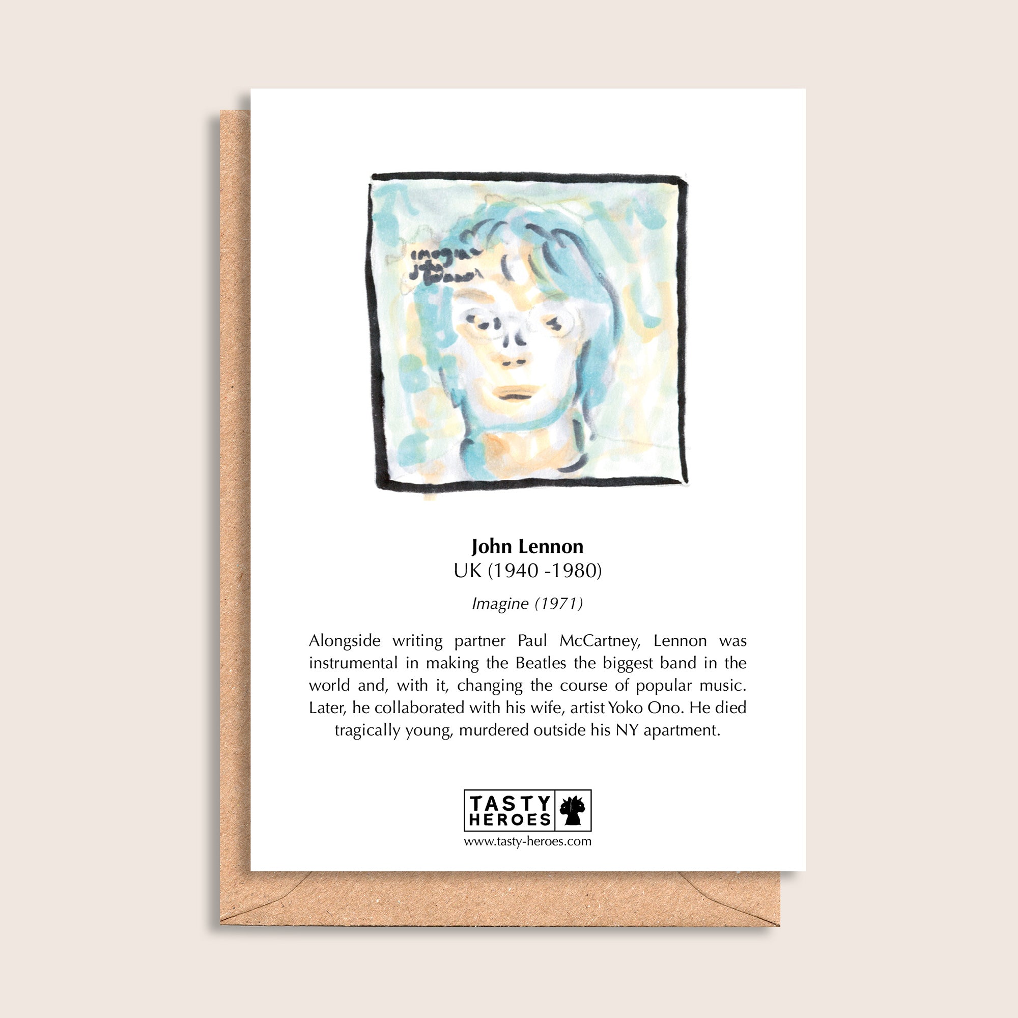 John Lemon – biographical note and John Lennon artwork, reverse