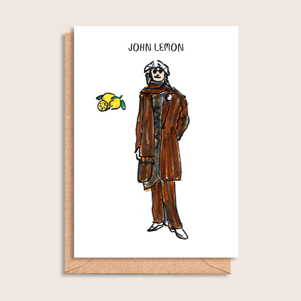 John Lemon – illustrated portrait greeting card, front