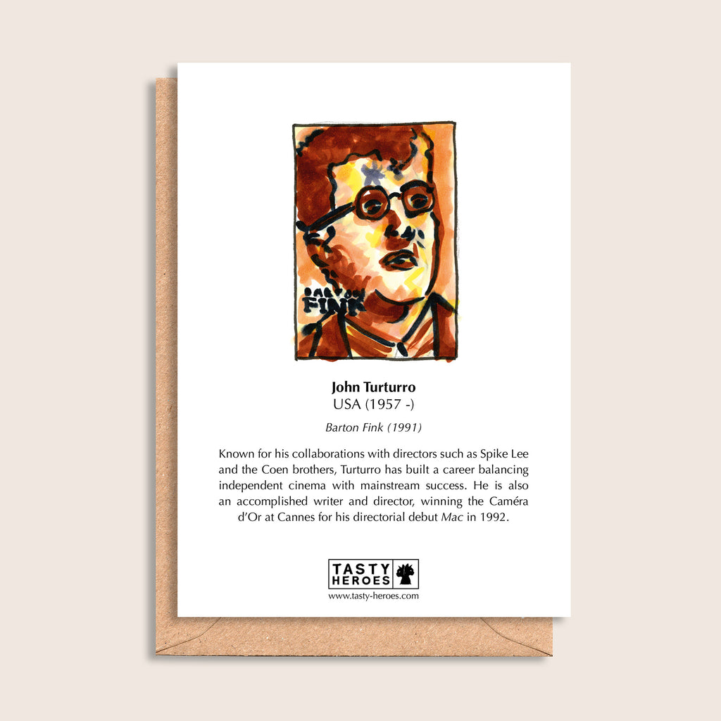John Tortilla – biographical note and John Turturro artwork, reverse