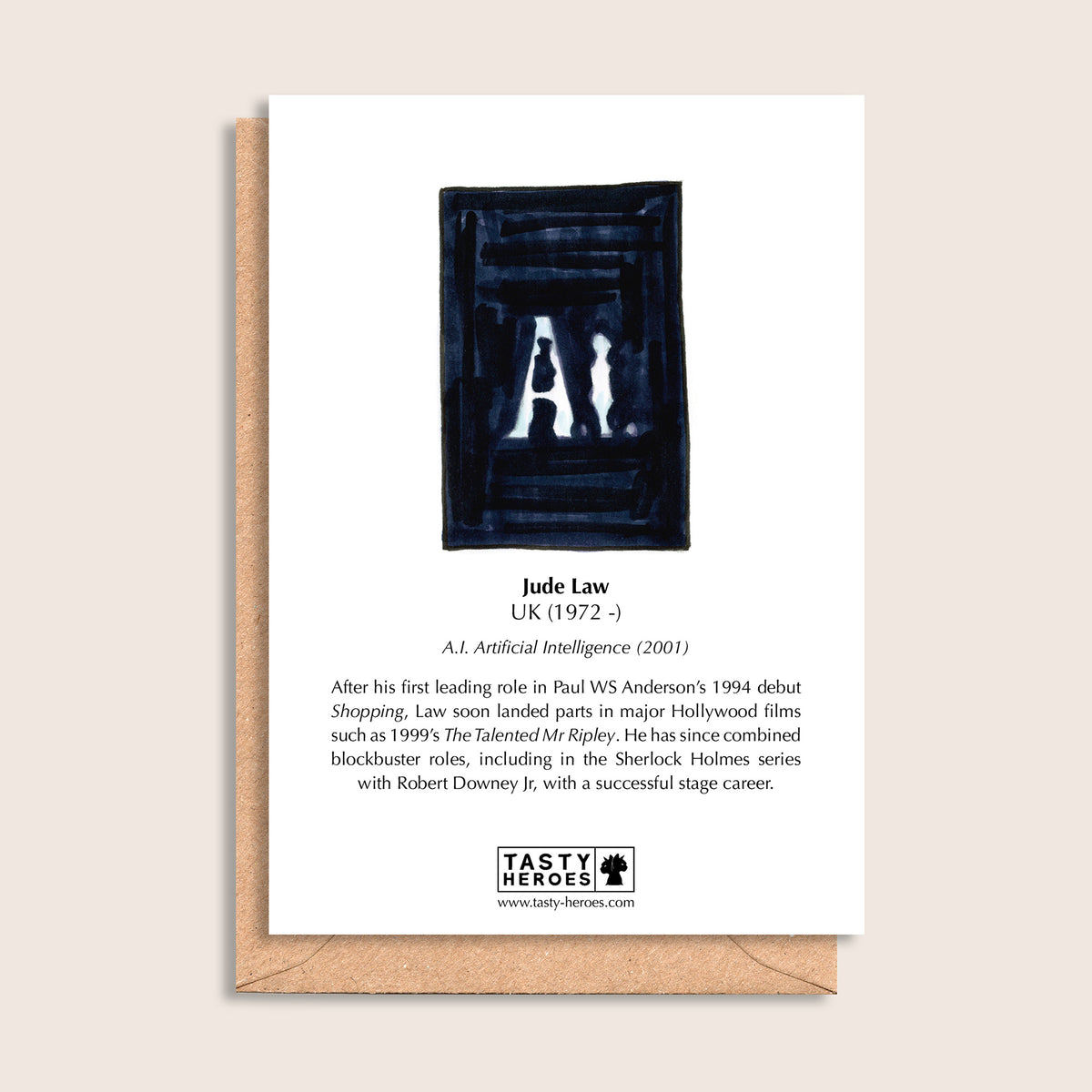 Jude Slaw – biographical note and Jude Law artwork, reverse