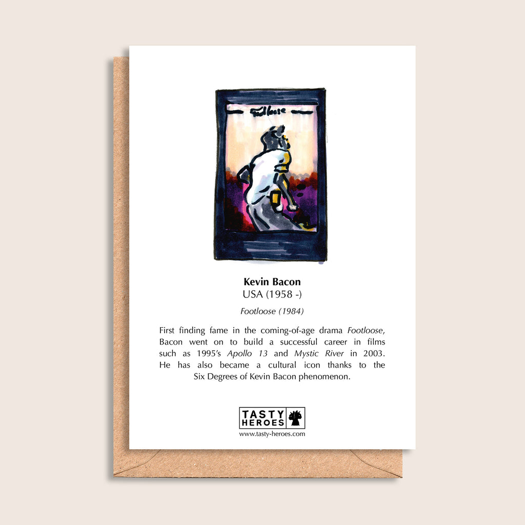 Kevin Bacon Butty – biographical note and Kevin Bacon artwork, reverse