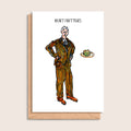 Kurt Fritters – illustrated portrait greeting card, front
