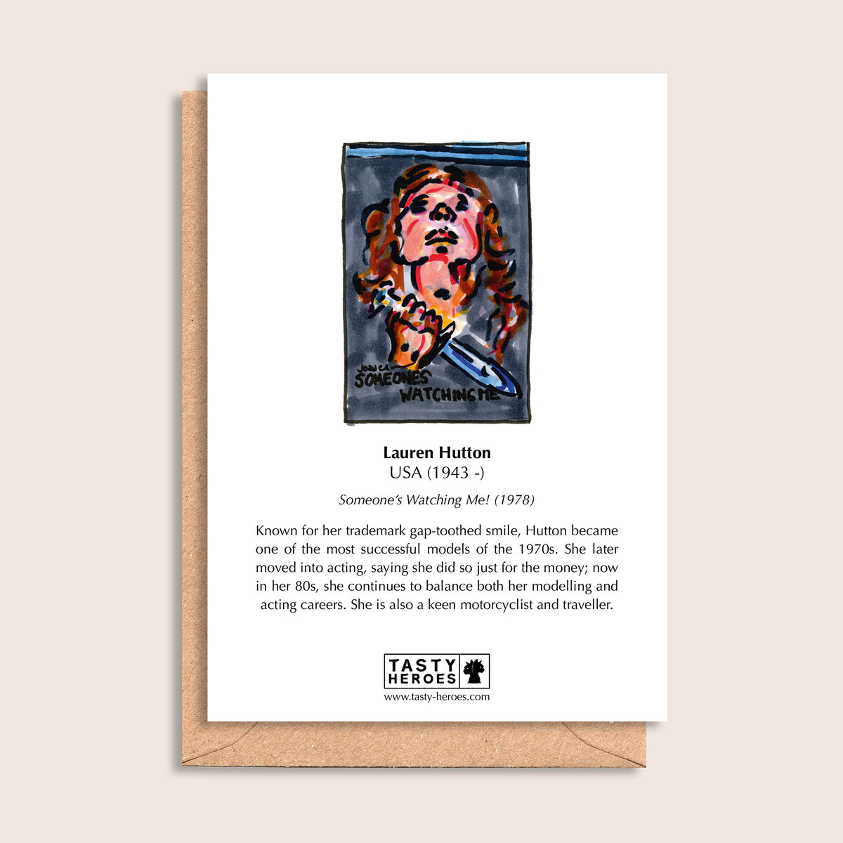 Lauren Mutton – biographical note and Lauren Hutton artwork, reverse