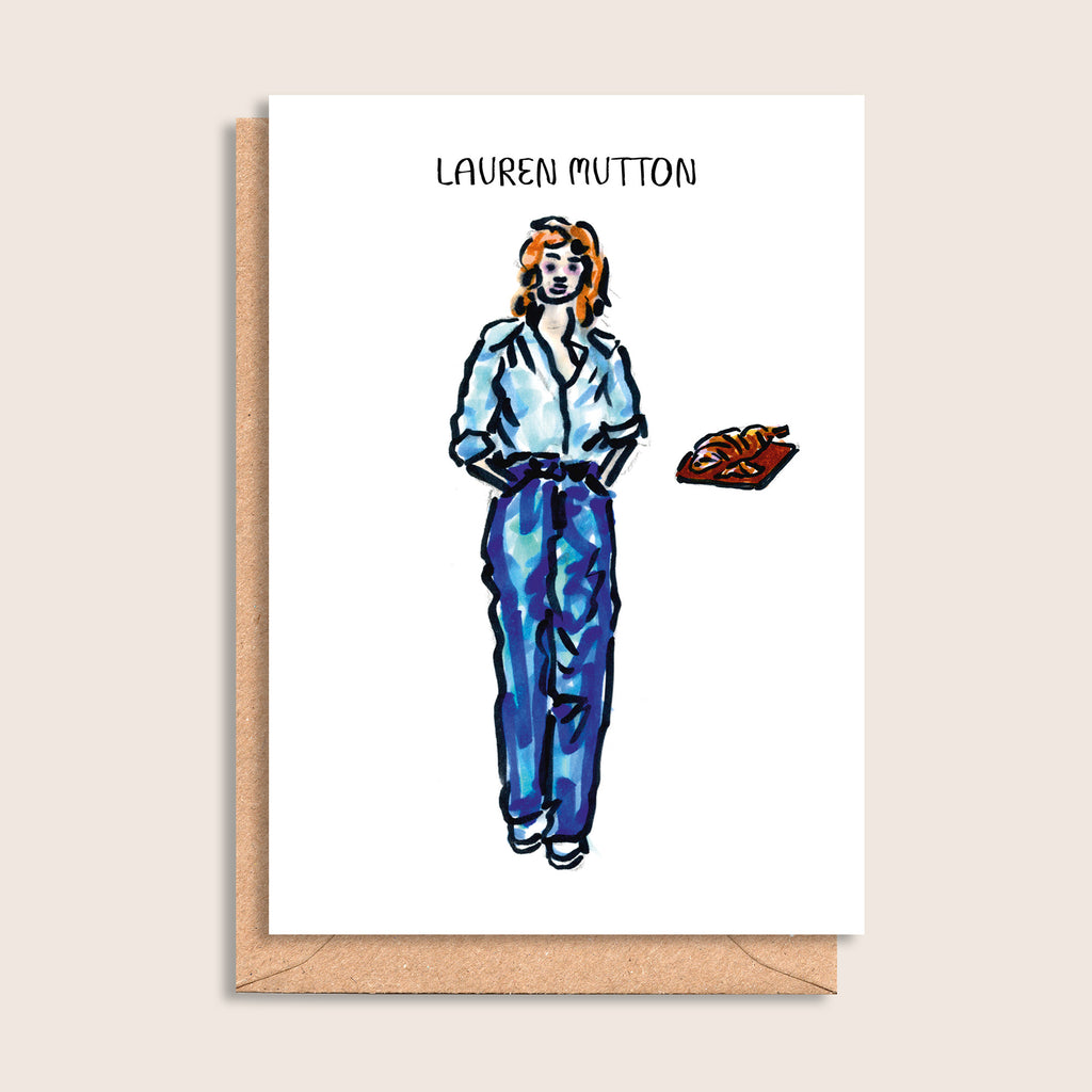 Lauren Mutton – illustrated portrait greeting card, front