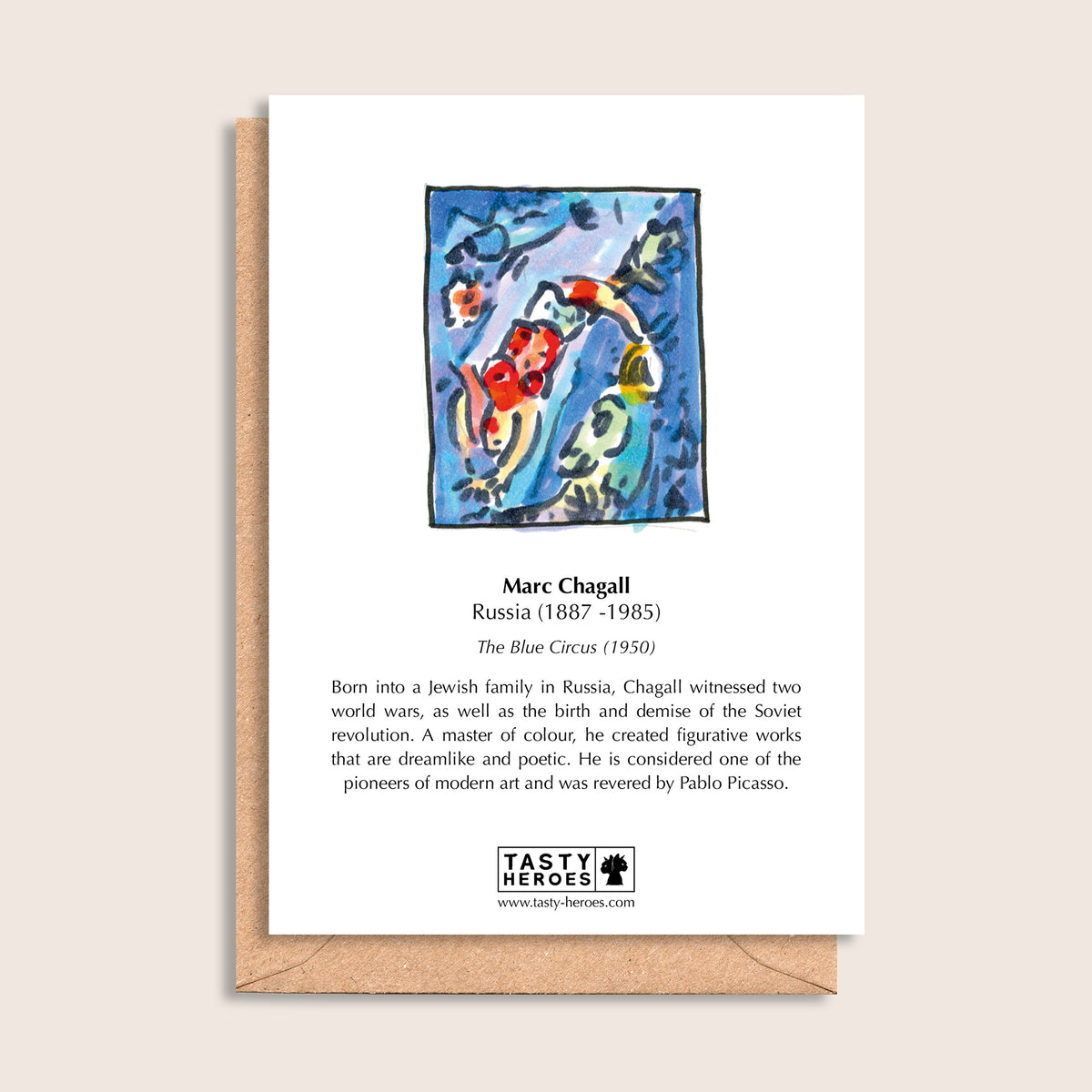 Marc Chargrilled Steak – biographical note and Marc Chagall artwork, reverse