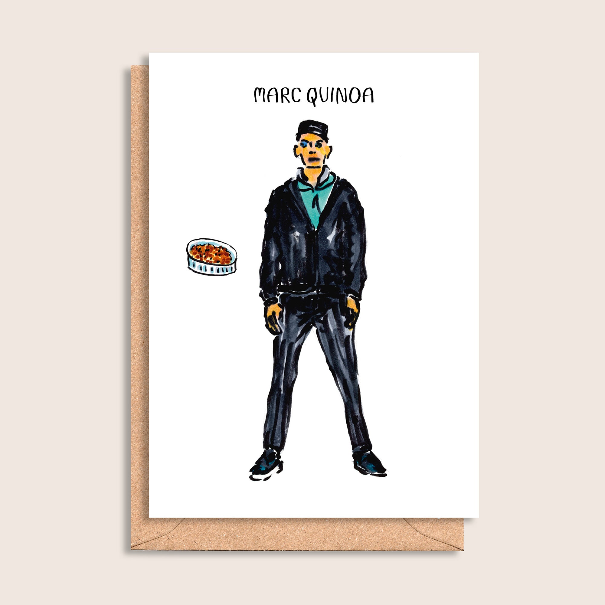 Marc Quinoa – illustrated portrait greeting card, front