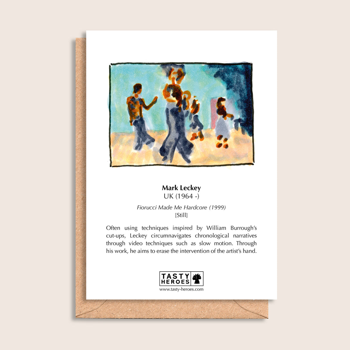 Mark Leek – biographical note and Mark Leckey artwork, reverse