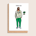 Mark Leek – illustrated portrait greeting card, front