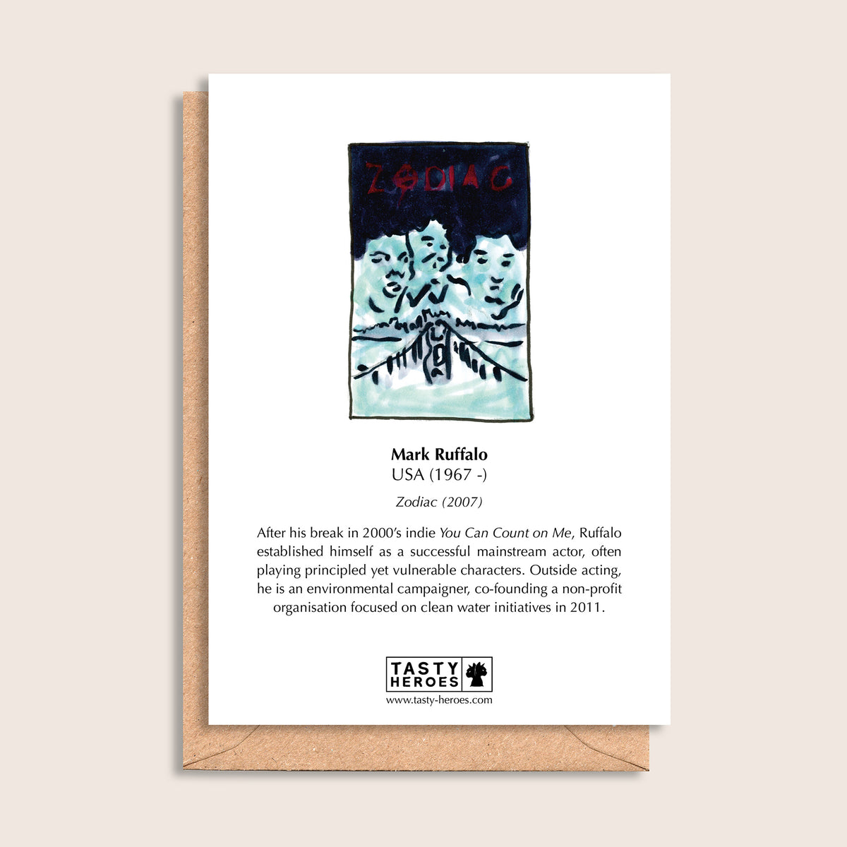 Mark Buffalo Wings – biographical note and Mark Ruffalo artwork, reverse