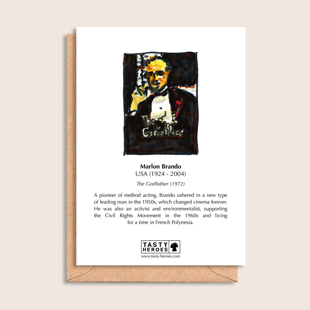 Marlon Bran Flakes – biographical note and Marlon Brando artwork, reverse