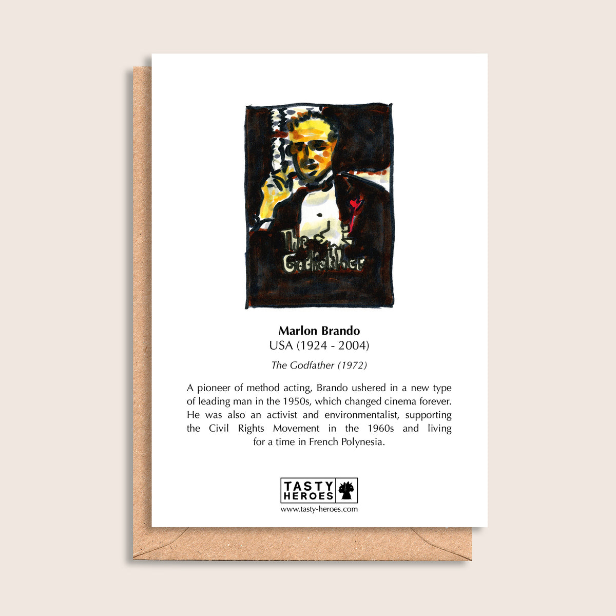 Marlon Bran Flakes – biographical note and Marlon Brando artwork, reverse
