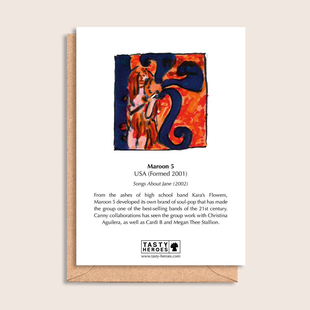 Macaroon 5 – biographical note and Maroon 5 artwork, reverse