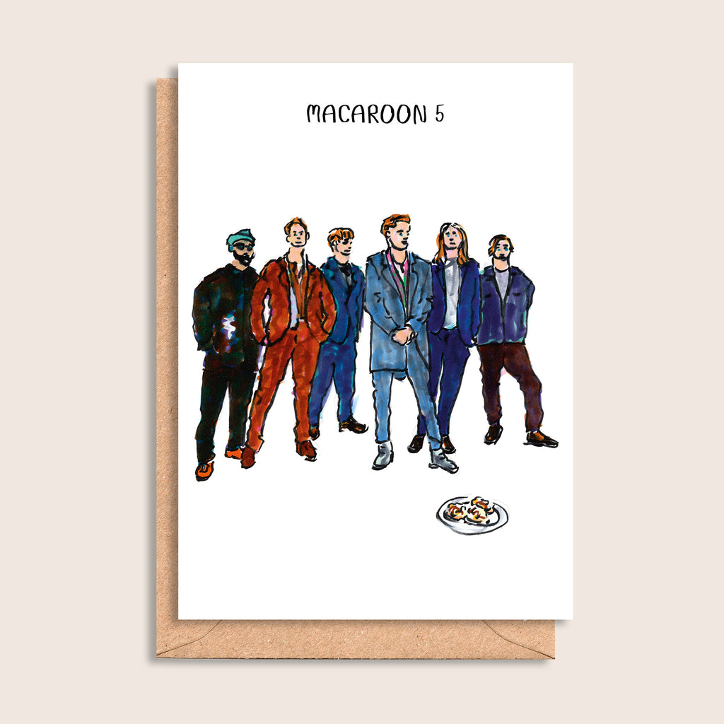 Macaroon 5 – illustrated portrait greeting card, front