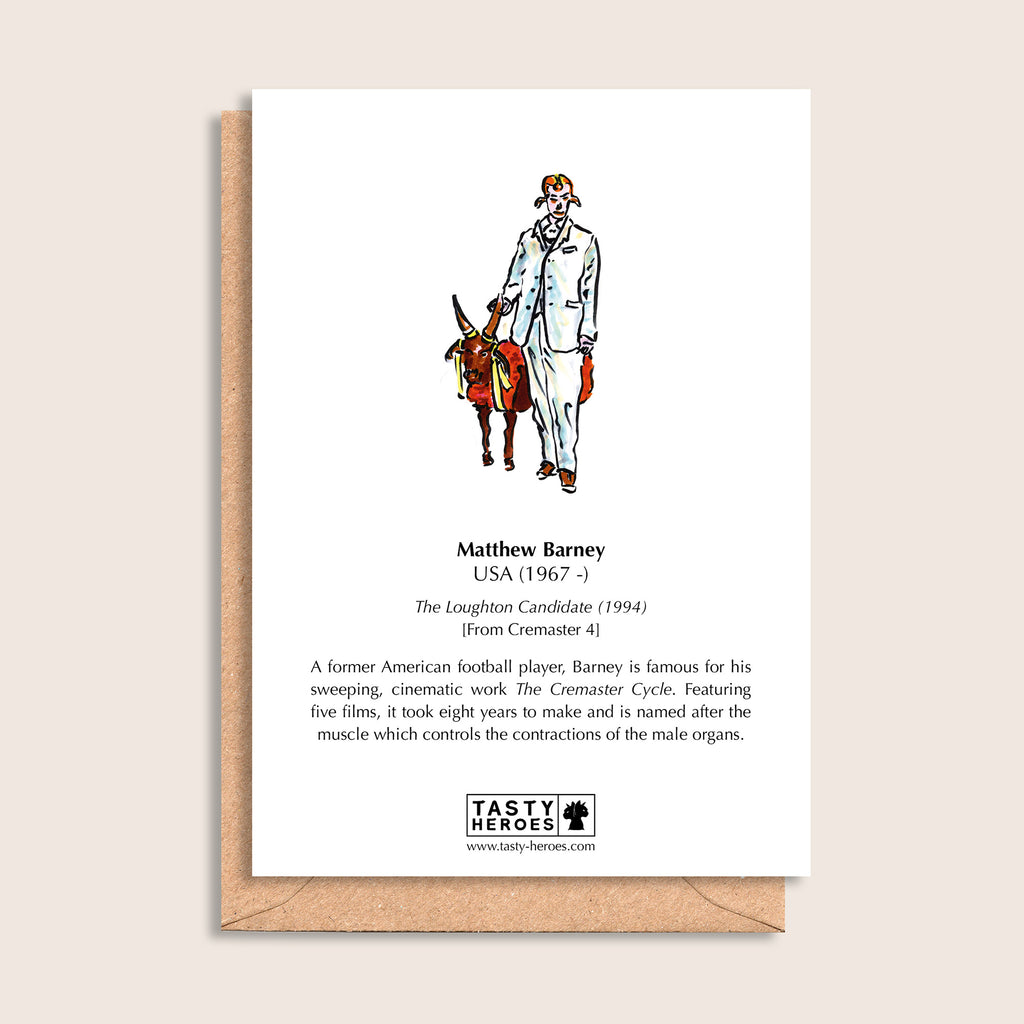 Matthew Sarnie – biographical note and Matthew Barney artwork, reverse