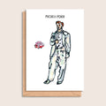 Mickey Pork – illustrated portrait greeting card, front