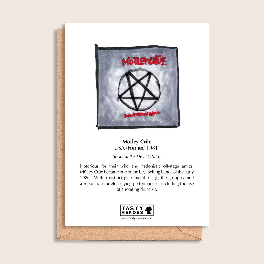 Mötley Croutons – biographical note and Mötley Crüe artwork, reverse