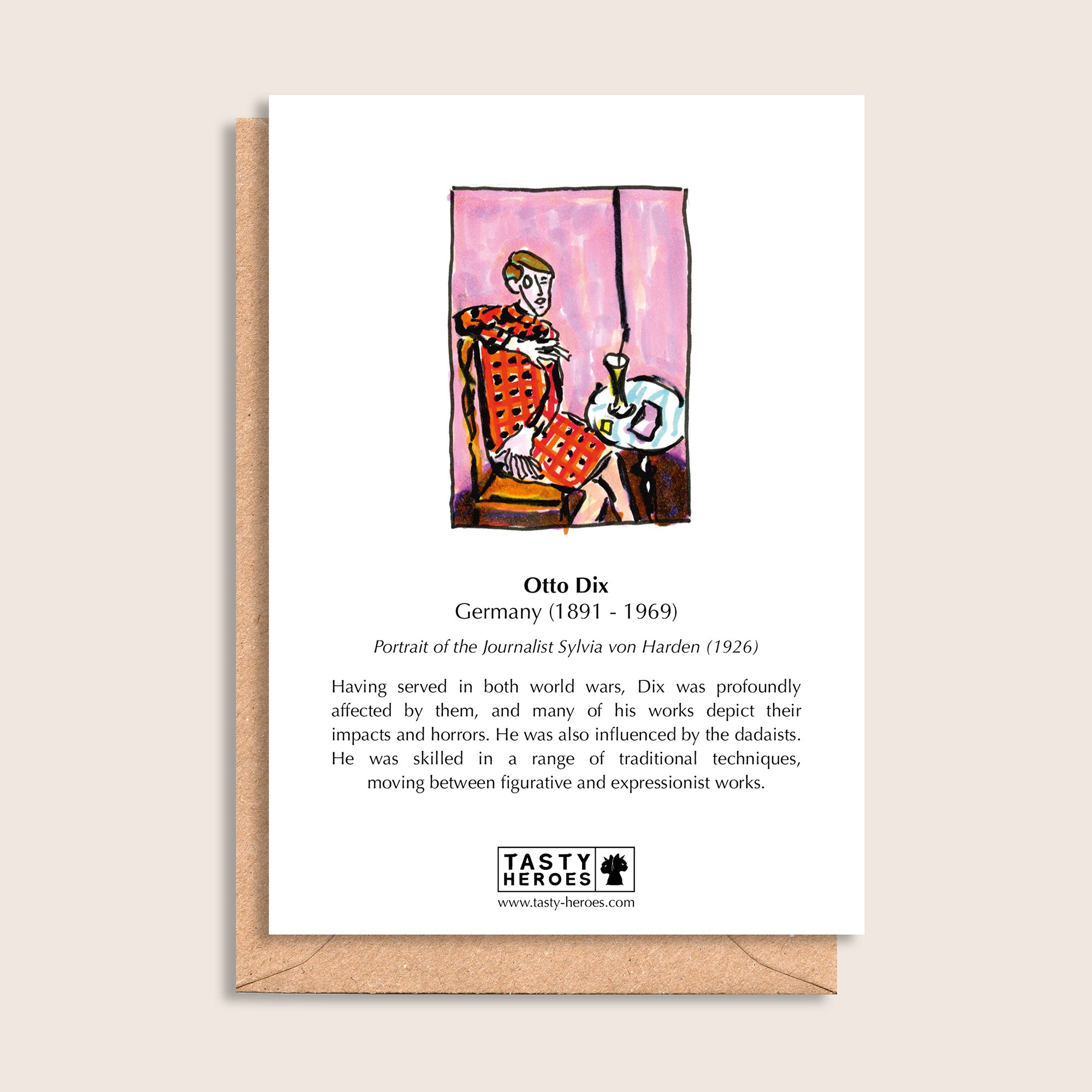 Otto Twix – biographical note and Otto Dix artwork, reverse