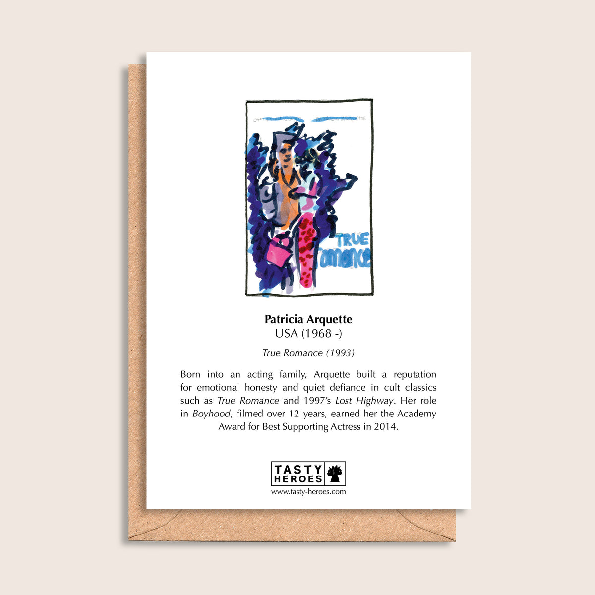 Patricia Raclette – biographical note and Patricia Arquette artwork, reverse