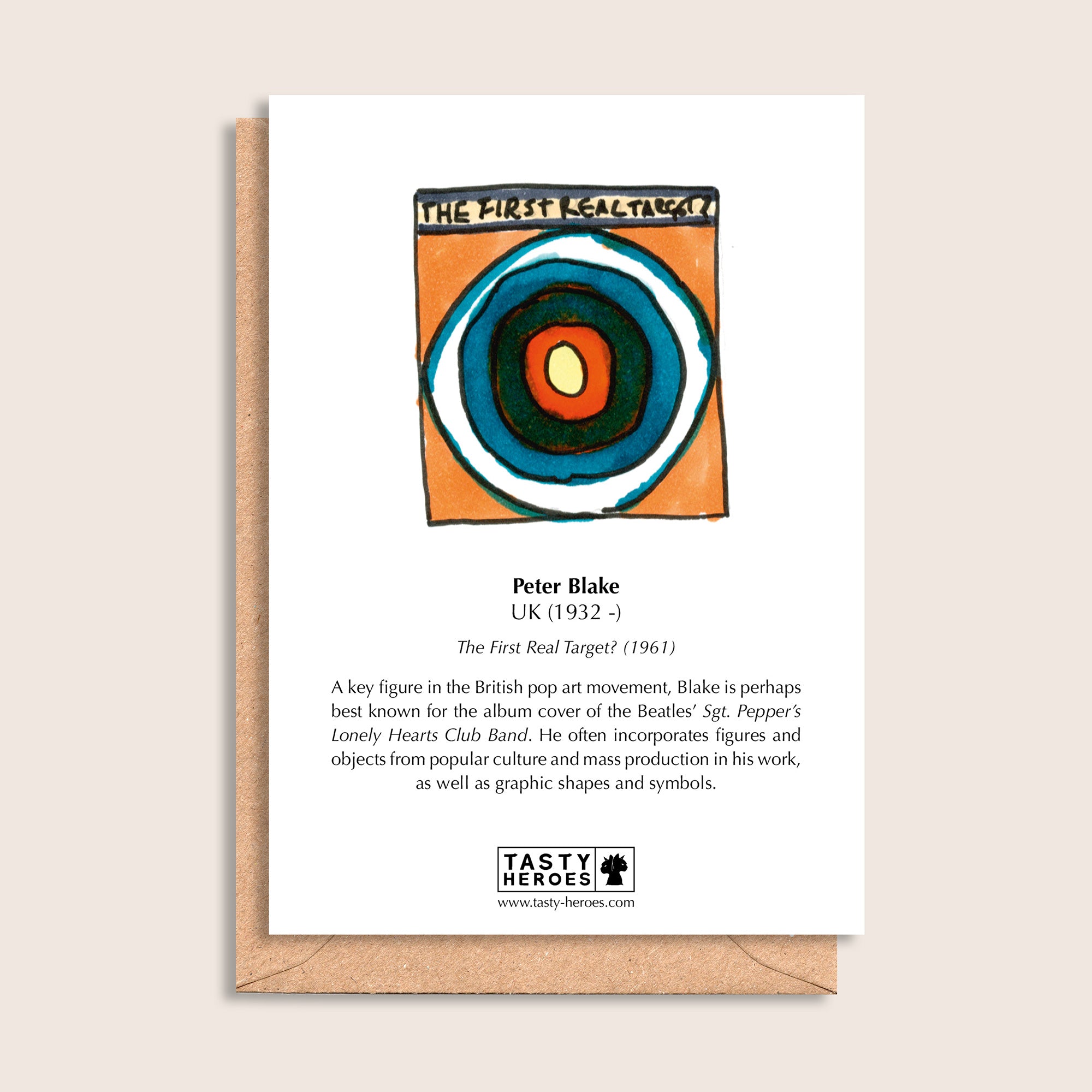 Peter Flake – biographical note and Peter Blake artwork, reverse