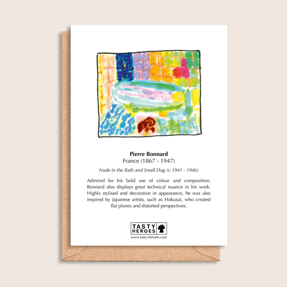 Pierre Bonbons – biographical note and Pierre Bonnard artwork, reverse