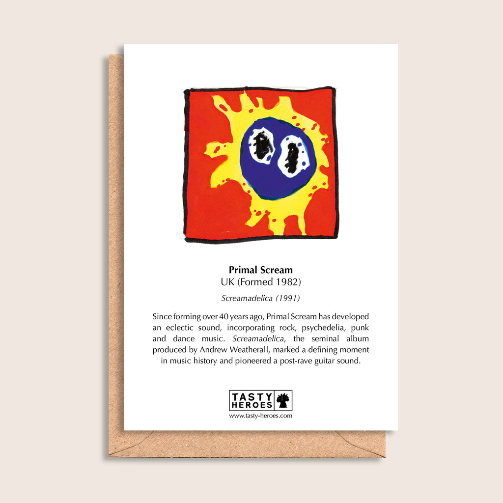 Primal Bream – biographical note and Primal Scream artwork, reverse