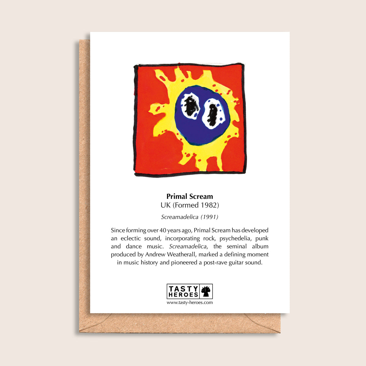 Primal Bream – biographical note and Primal Scream artwork, reverse