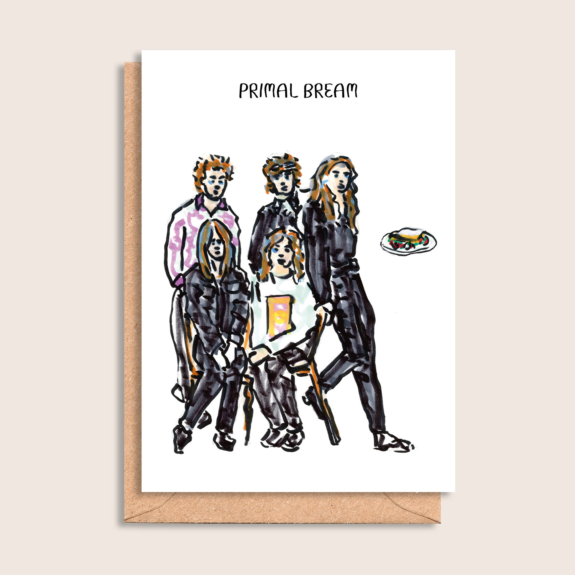 Primal Bream – illustrated portrait greeting card, front