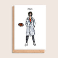 Mince – illustrated portrait greeting card, front