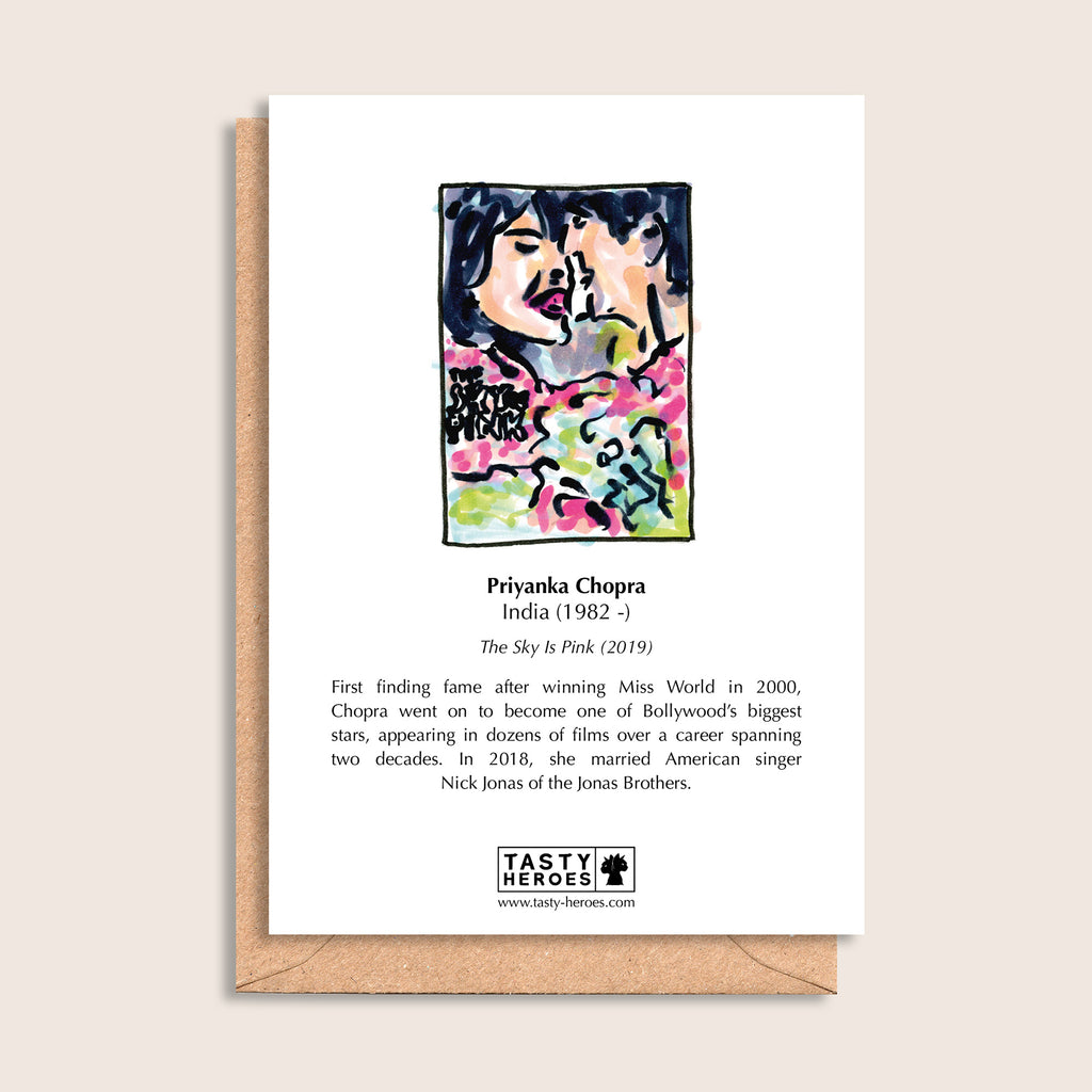 Priyanka Chops – biographical note and Priyanka Chopra artwork, reverse
