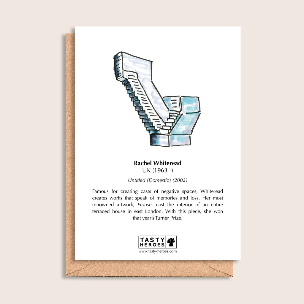 Rachel Whitebait – biographical note and Rachel Whiteread artwork, reverse