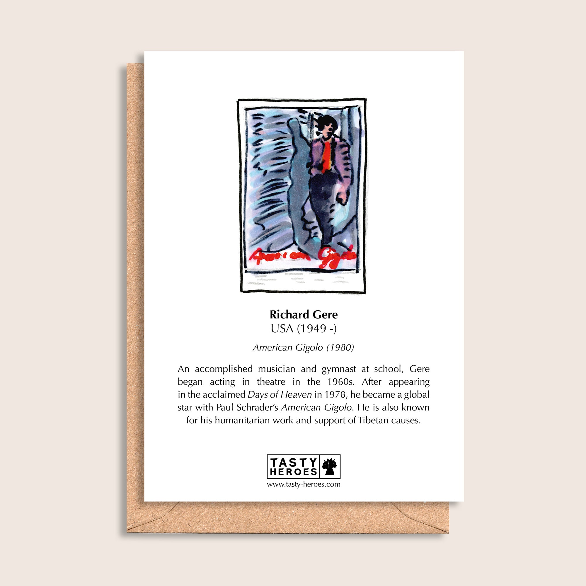Richard Beer – biographical note and Richard Gere artwork, reverse