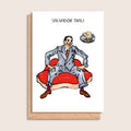 Salvador Thali – illustrated portrait greeting card, front