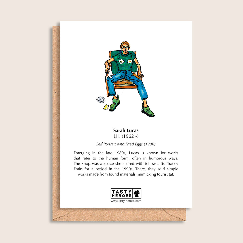 Sarah Lucazade – biographical note and Sarah Lucas artwork, reverse