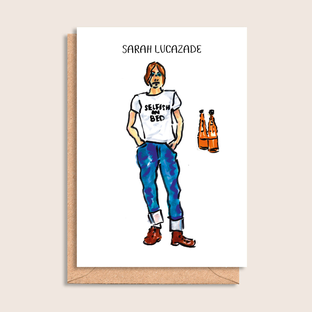 Sarah Lucazade – illustrated portrait greeting card, front