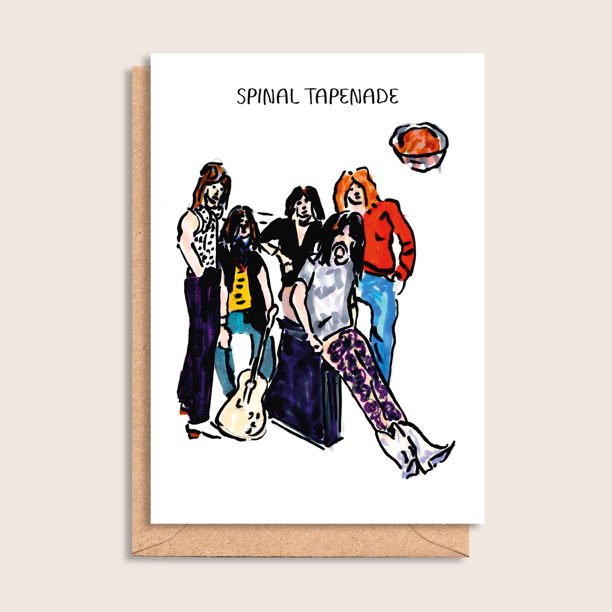 Spinal Tapenade – illustrated portrait greeting card, front