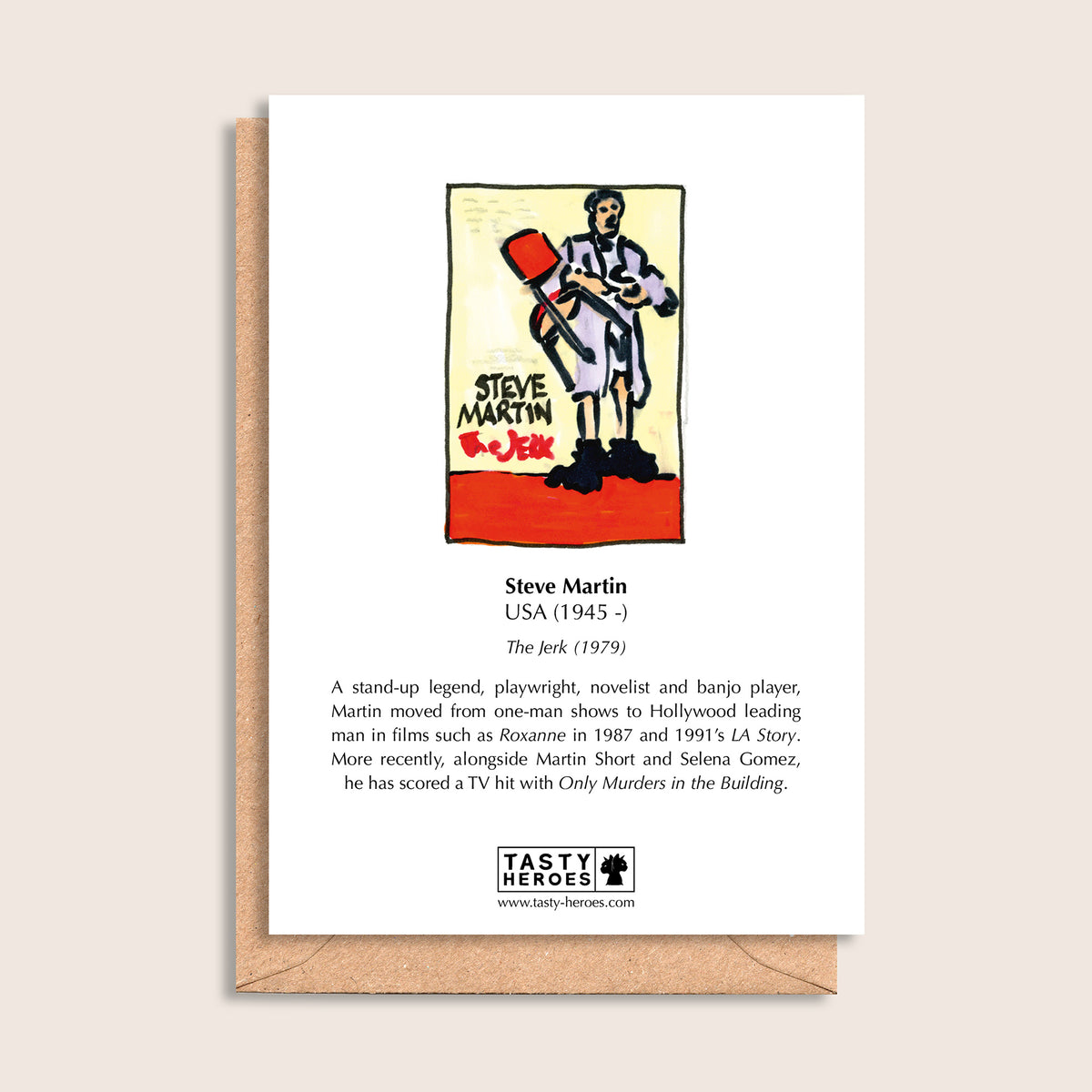 Steve Martini – biographical note and Steve Martin artwork, reverse