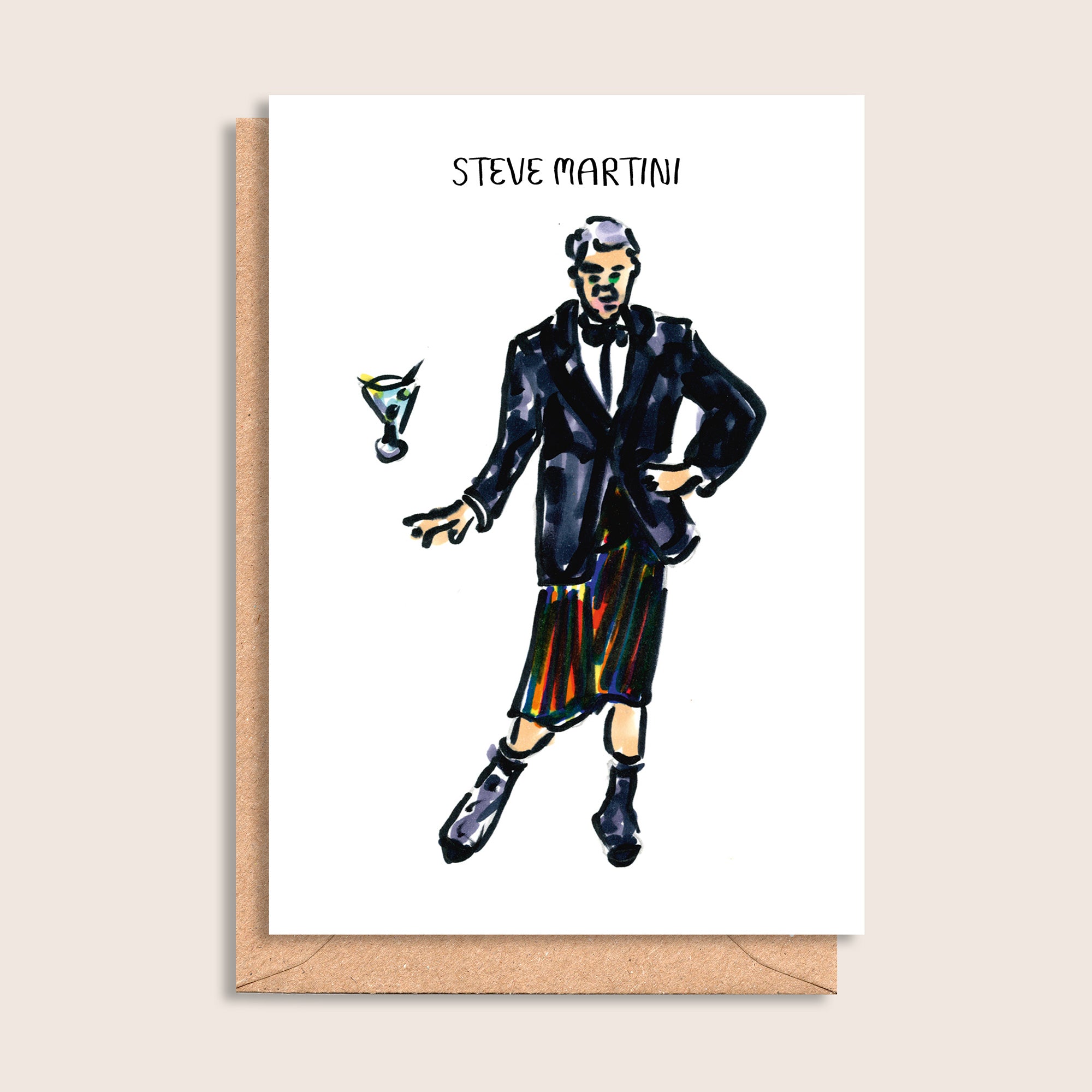 Steve Martini – illustrated portrait greeting card, front