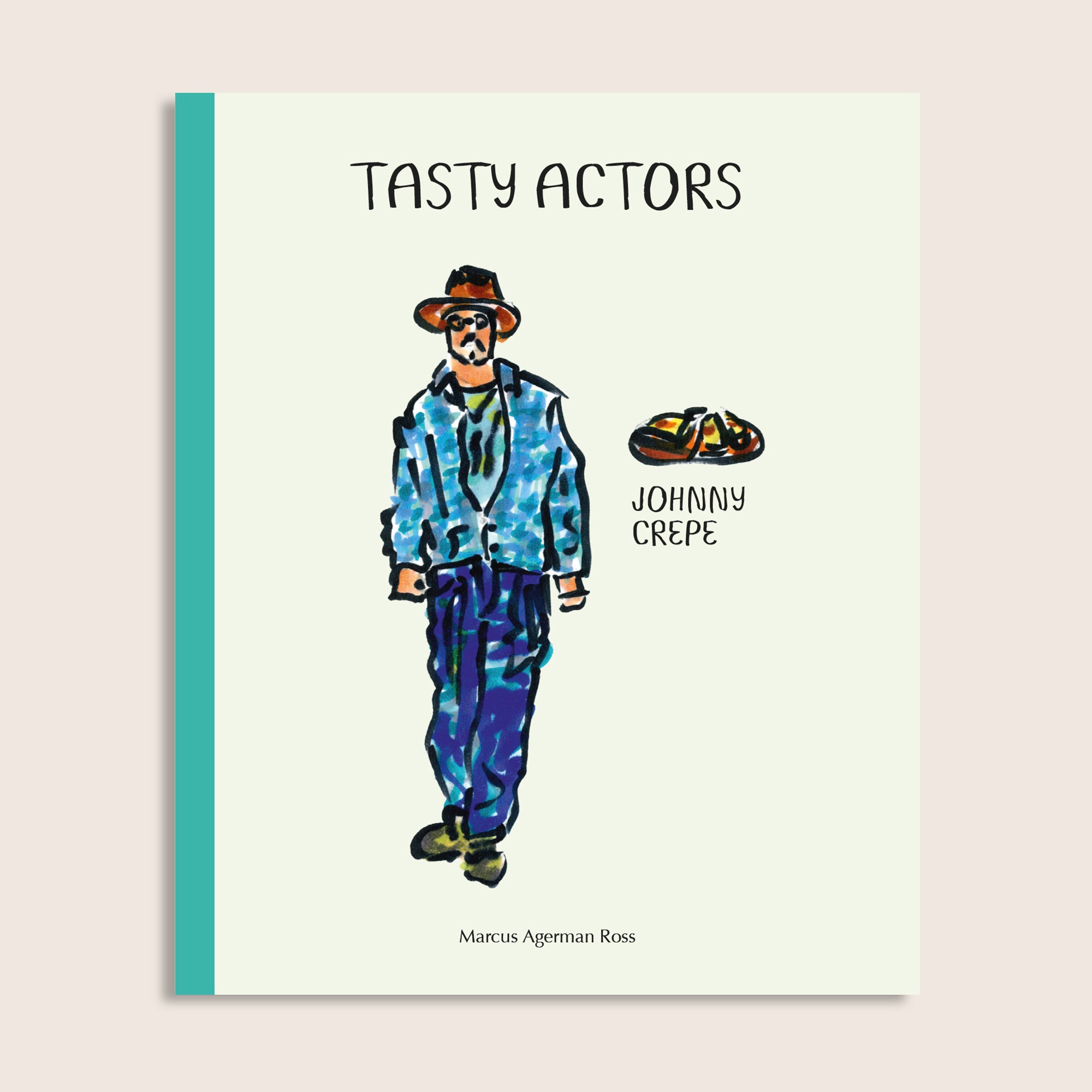 Tasty Actors – illustrated pocket book cover featuring Johnny Crepe, by Marcus Agerman Ross