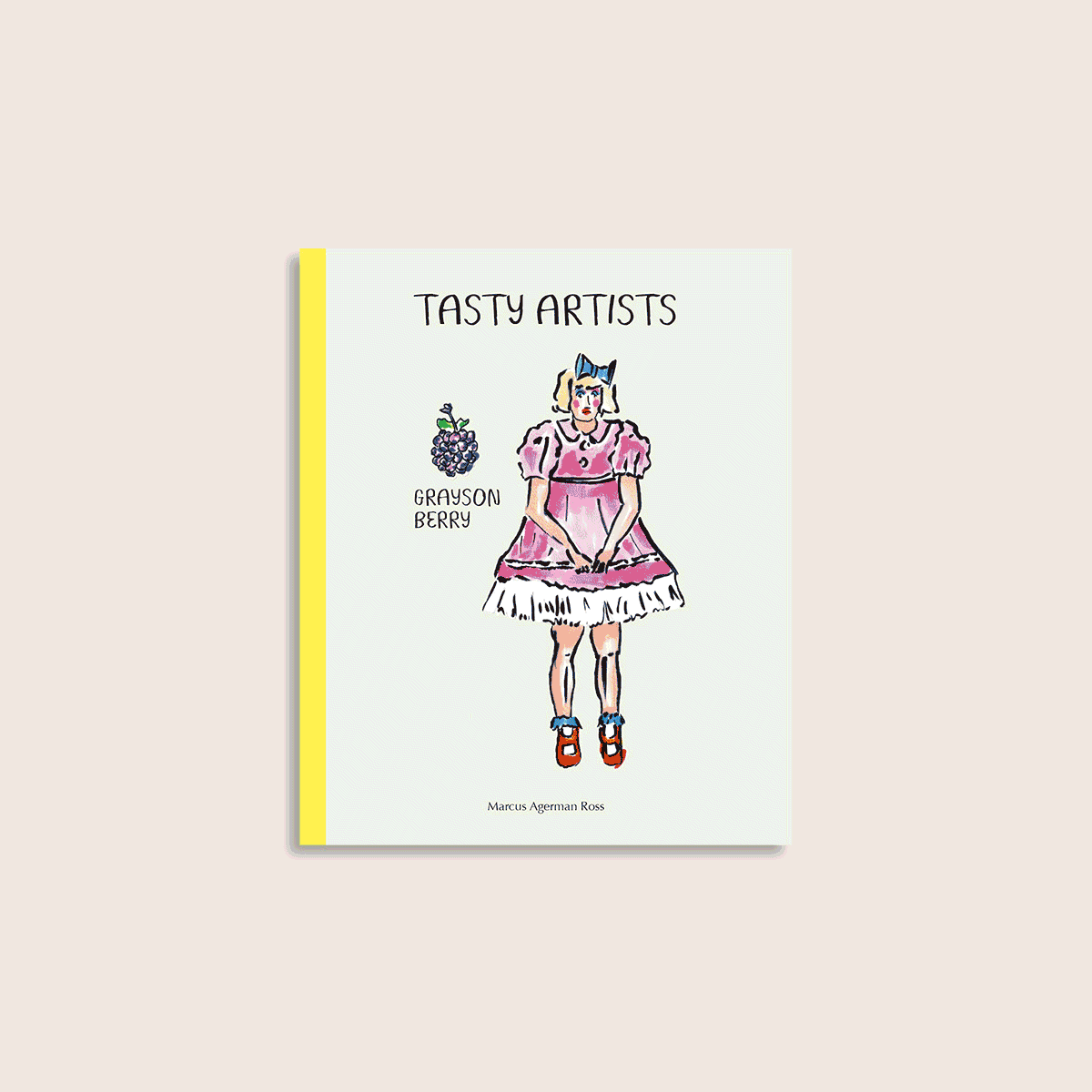 Tasty Artists pocket book – animated page-through featuring 54 illustrated artist puns, each with portrait, full-length character and food alter-ego