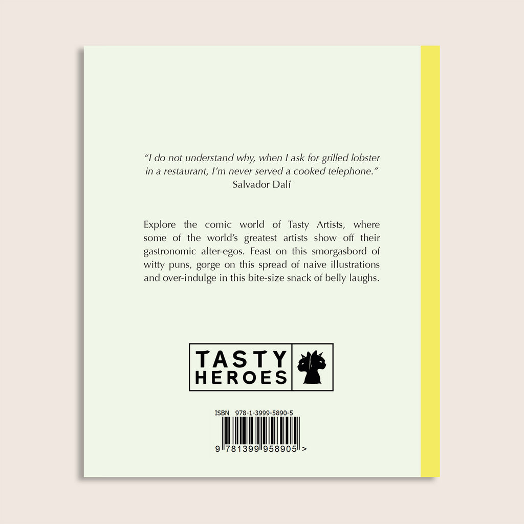 Tasty Artists back cover with book description and Tasty Heroes logo