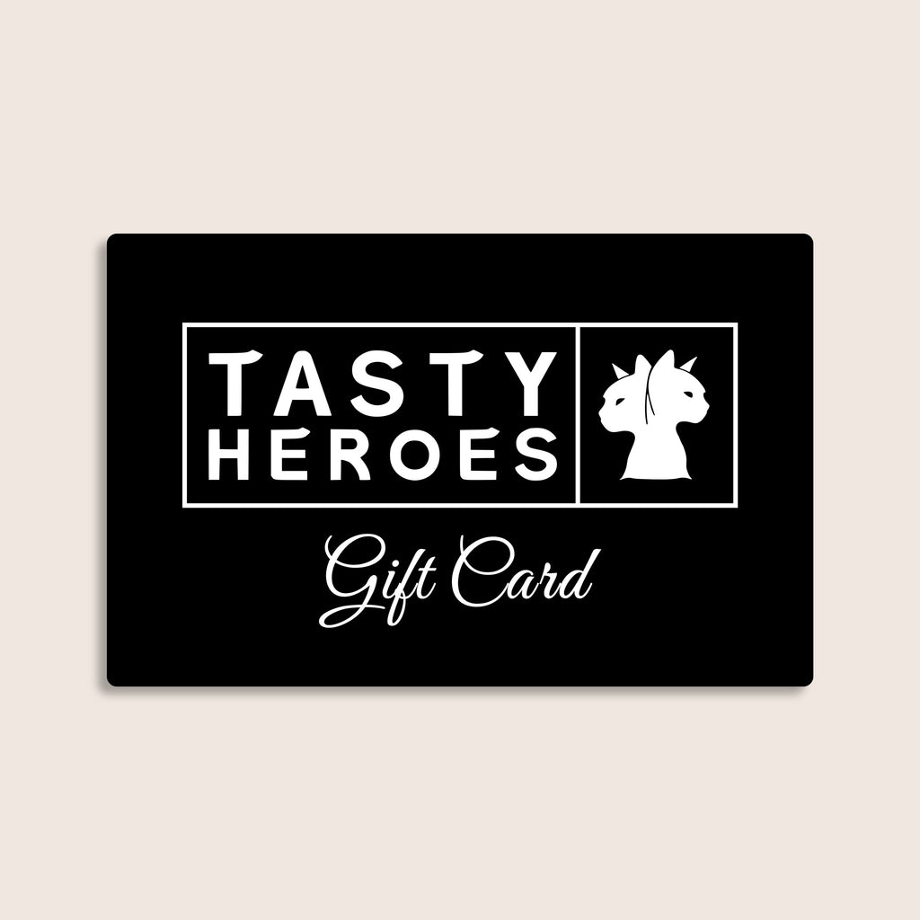 Tasty Heroes Digital Gift Card — black design, choose from £5, £10, £15, £20, £25 or £50