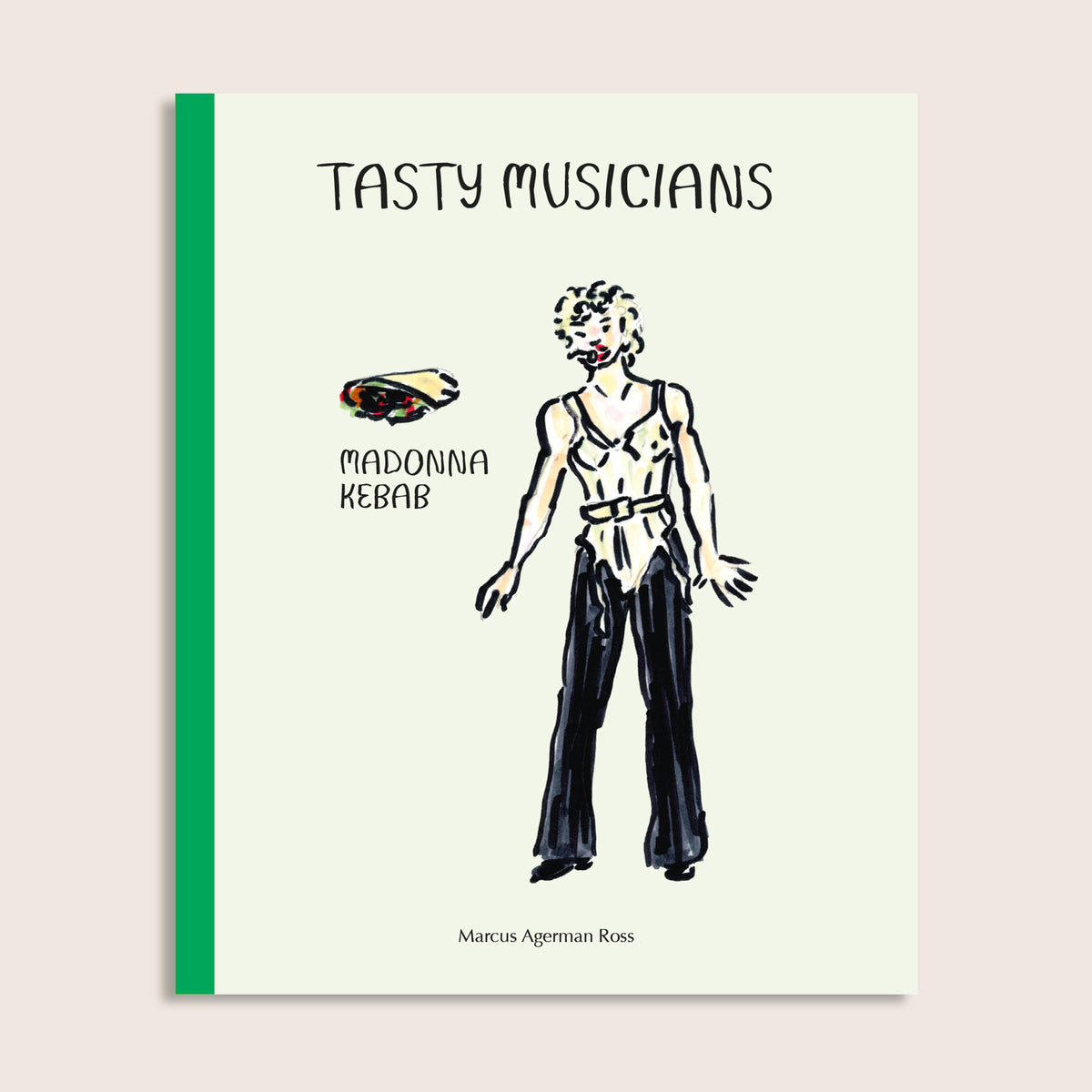 Tasty Musicians – illustrated pocket book cover featuring Madonna Kebab, by Marcus Agerman Ross