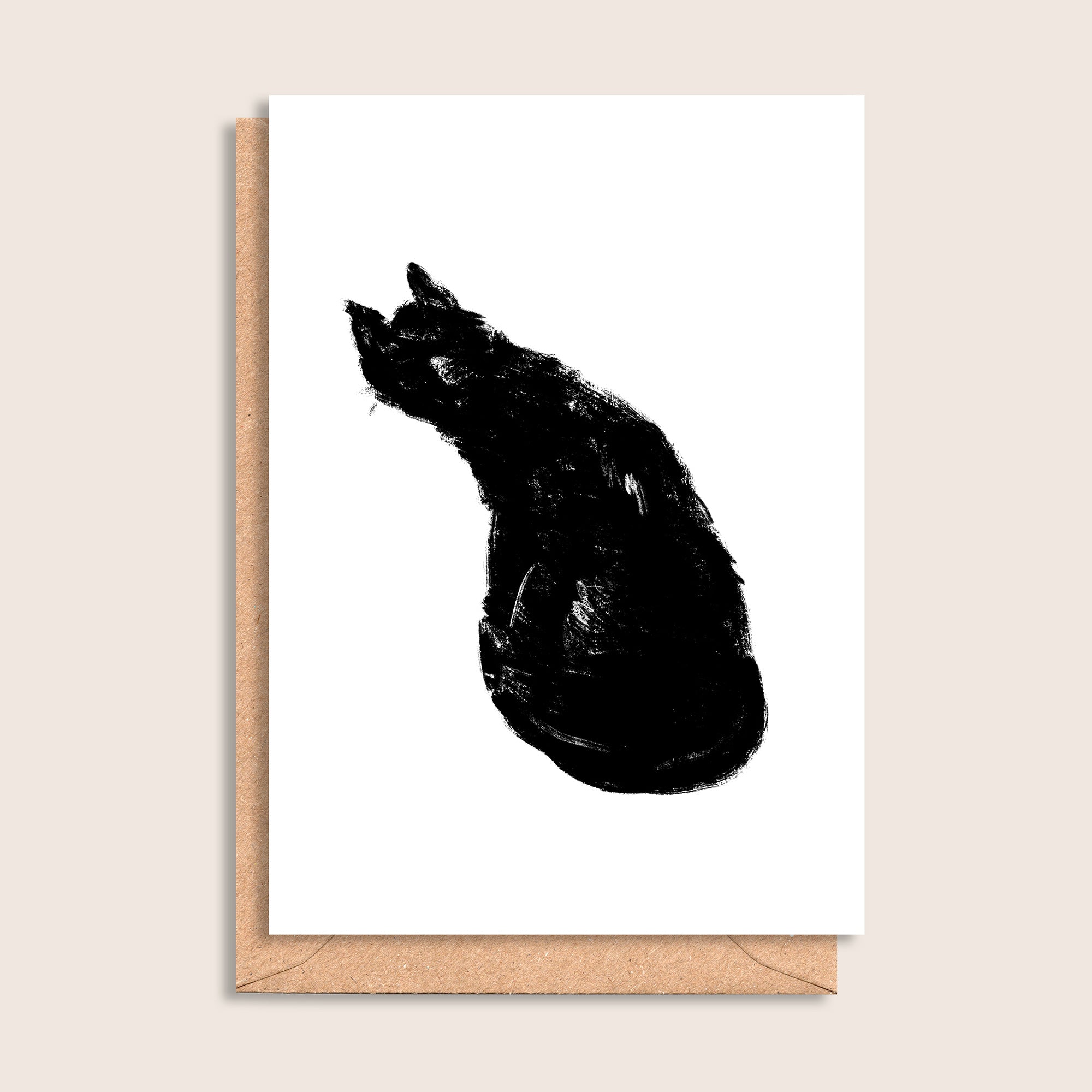 The Curious Cat - illustrated black cat greeting card by Tasty Heroes