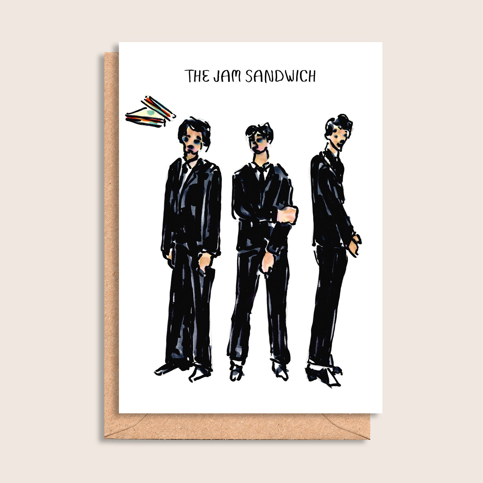 The Jam Sandwich – illustrated portrait greeting card, front