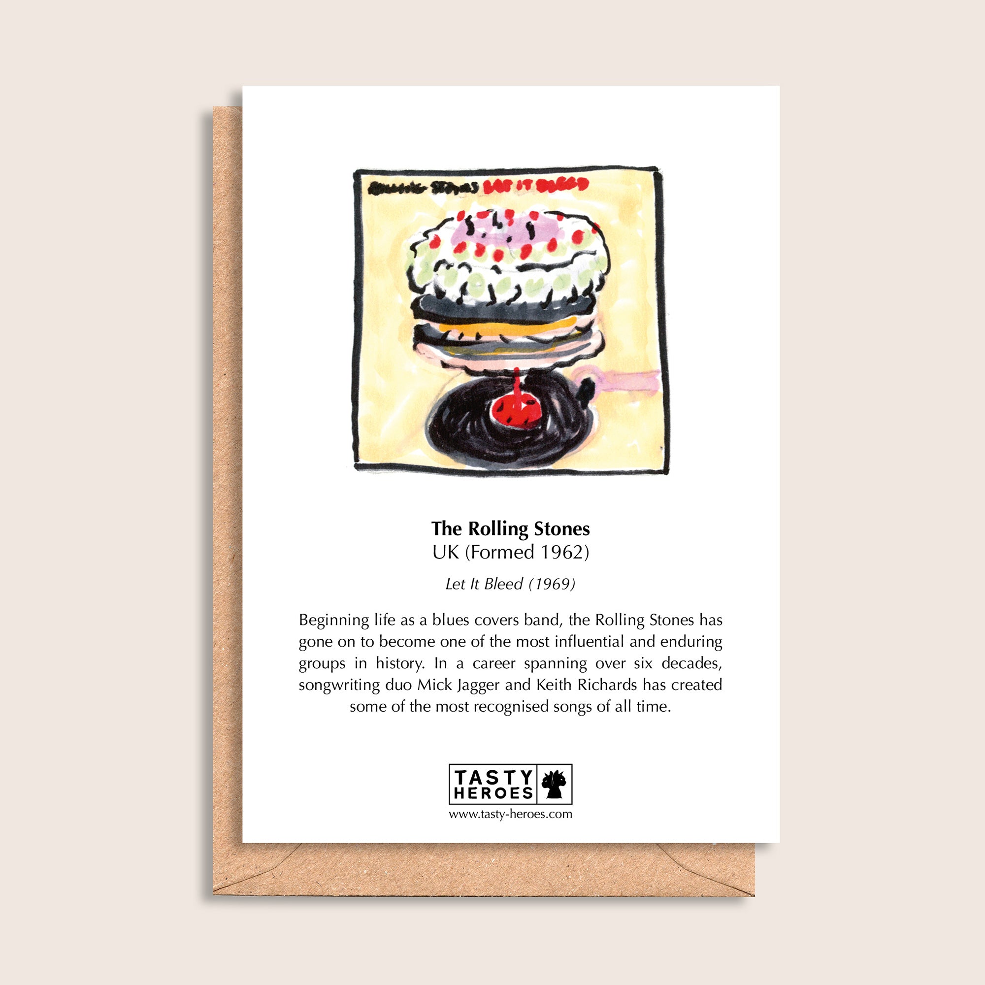 The Rolling Scones – biographical note and The Rolling Stones artwork, reverse