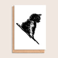 The Thinker – illustrated black ink cat greeting card by Tasty Heroes