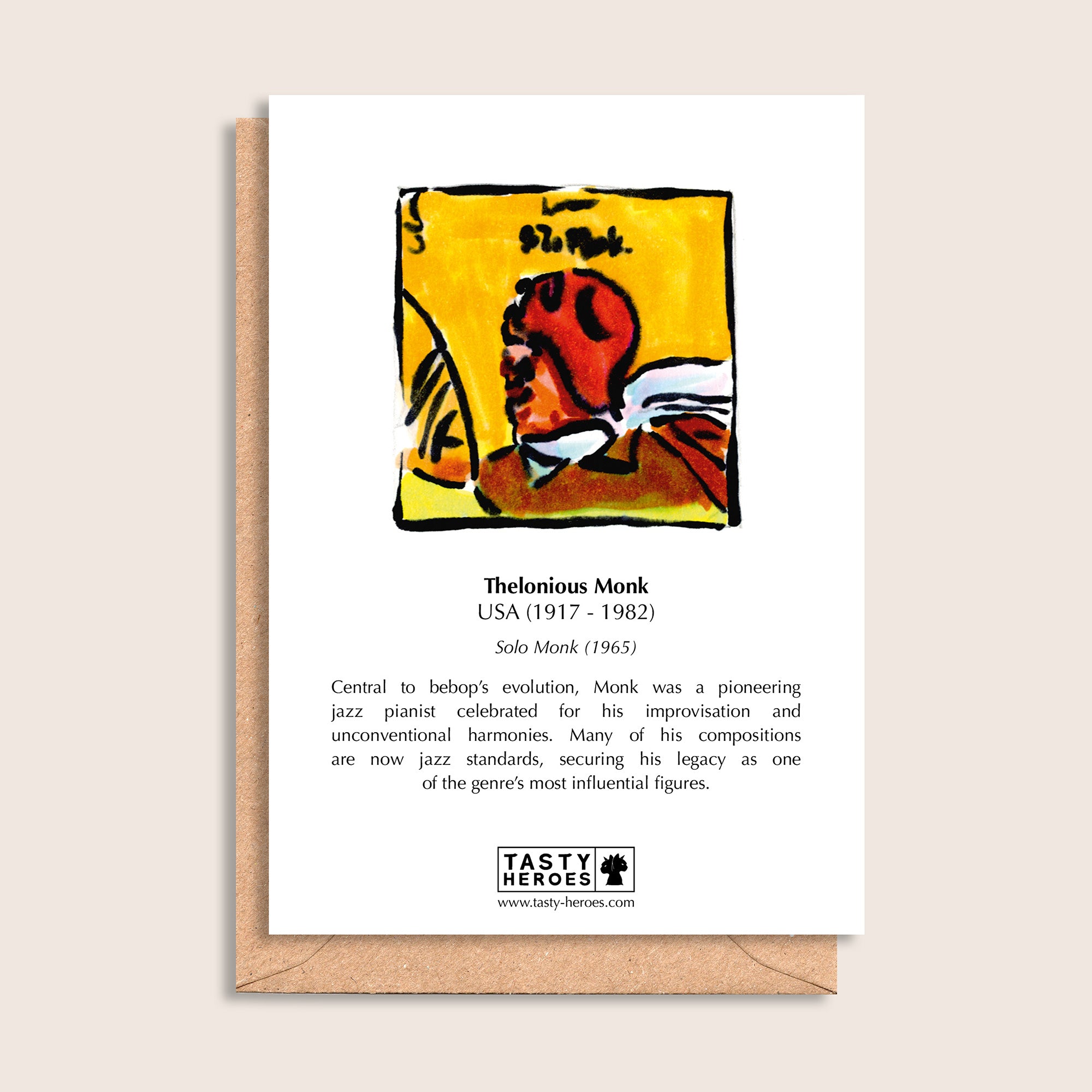 Thelonious Monkfish – biographical note and Thelonious Monk artwork, reverse