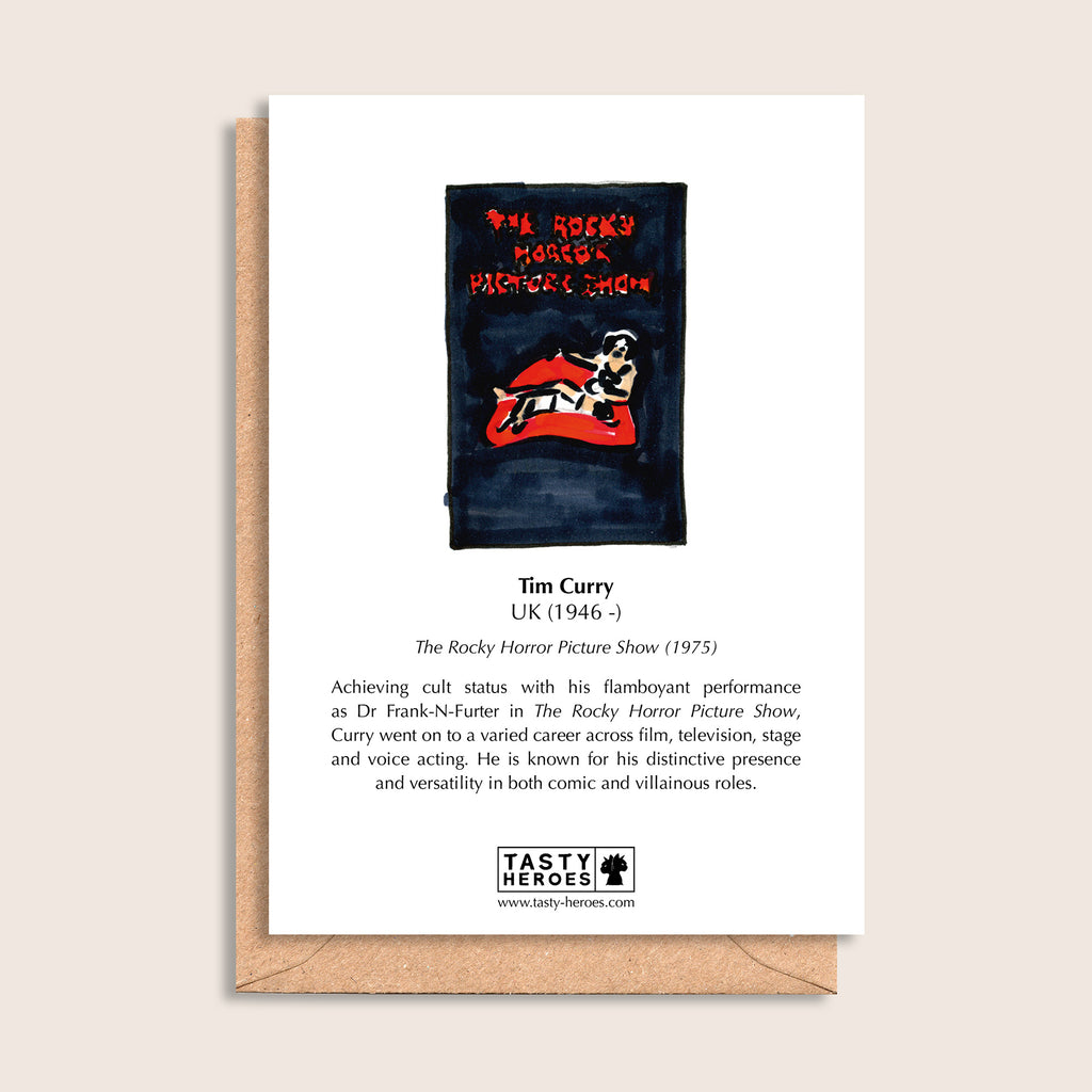 Tim Curry Sauce – biographical note and Tim Curry artwork, reverse
