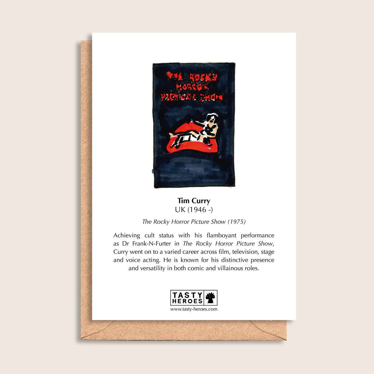 Tim Curry Sauce – biographical note and Tim Curry artwork, reverse
