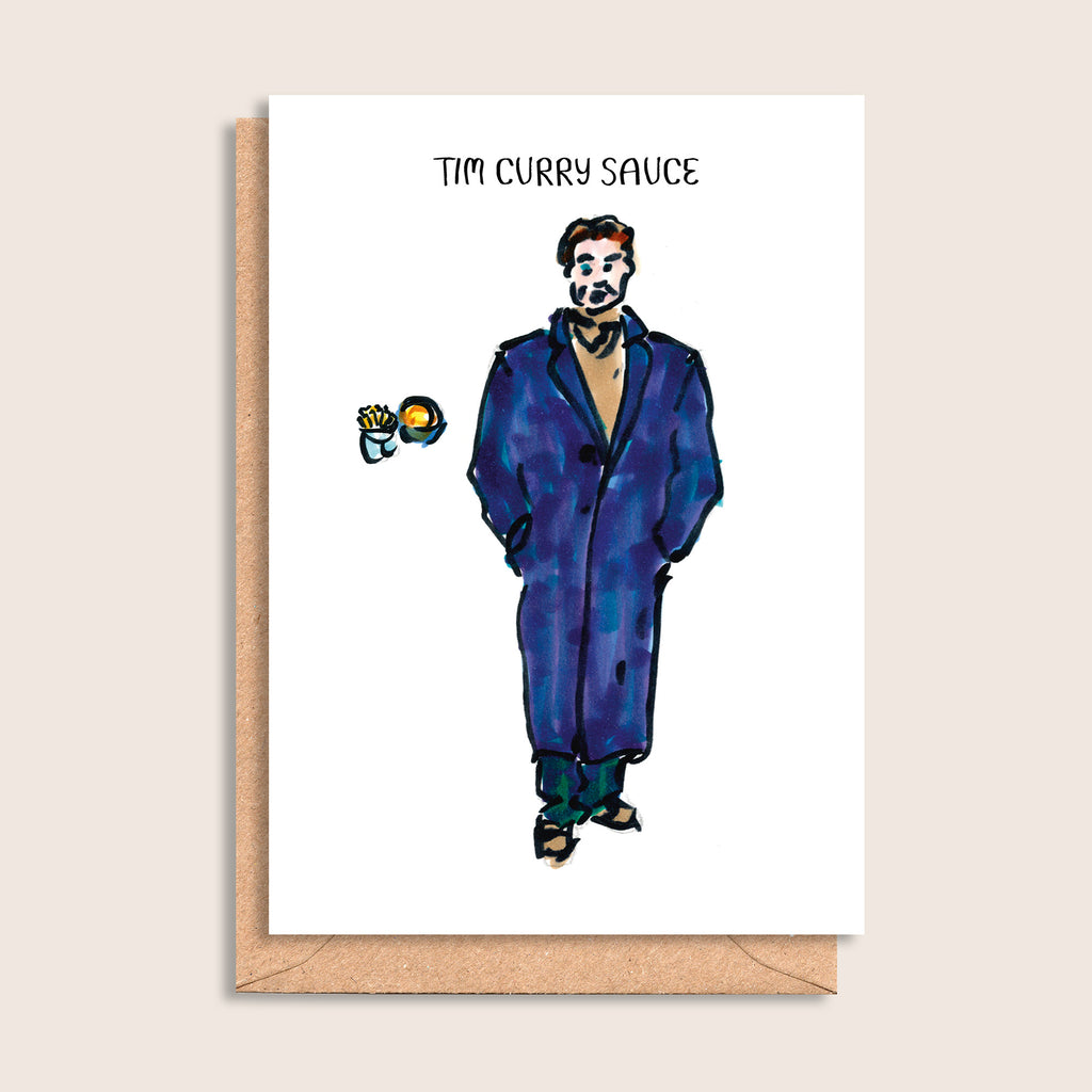 Tim Curry Sauce – illustrated portrait greeting card, front